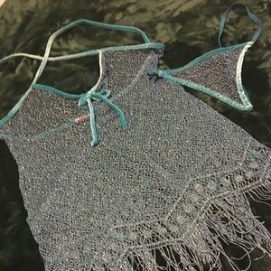 Blue and silver “nightie” with matching thong.